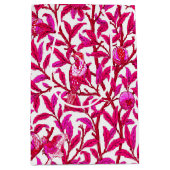 アールヌーボーバードアンドザクロ明るい赤紫色ピンク ミディアムペーパーバッグ (正面)