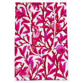 アールヌーボーバードアンドザクロ明るい赤紫色ピンク ミディアムペーパーバッグ (裏面)