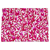 アールヌーボーバードアンドザクロ明るい赤紫色ピンク ラージペーパーバッグ (正面)