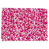 アールヌーボーバードアンドザクロ明るい赤紫色ピンク ラージペーパーバッグ (裏面)