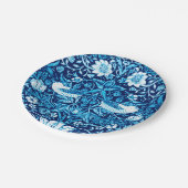 アールヌーボーバードアンドフラワータペストリー、ダークブルー ペーパープレート (アングル)