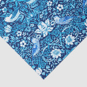 アールヌーボーバードアンドフラワータペストリー、ダークブルー 薄葉紙 (詳細)