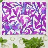 アールヌーボーバードザクロアメジスト紫 キッチンタオル (折り畳み)
