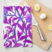 アールヌーボーバードザクロアメジスト紫 キッチンタオル (四つ折り)