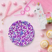 アールヌーボーバードザクロアメジスト紫 ペーパープレート (パーティー)