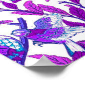 アールヌーボーバードザクロアメジスト紫 ポスター (角)