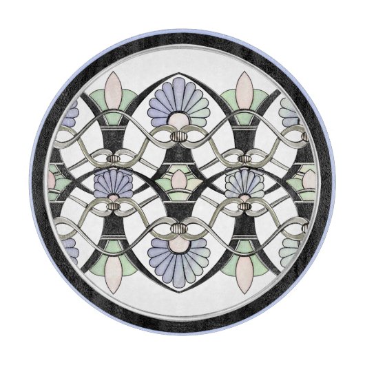 アールヌーボーパステルシェルリリー&ブラックアーチズ カッティングボード (正面)