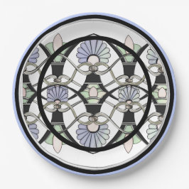 アールヌーボーパステルシェルリリー&ブラックアーチズ ペーパープレート