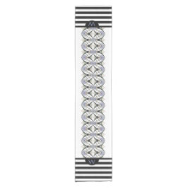 アールヌーボーパステルシェルリリー&ブラックストライプズ ショートテーブルランナー