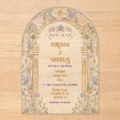 アールヌーボーパステルフローラ結婚ズ アクリル招待状 (正面)