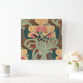 アールヌーボーパターン#4アットエムポリオモファ スクエア壁時計 (ホーム)