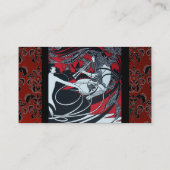 アールヌーボーパン、赤白黒ダマスクスクエア 名刺 (裏面)