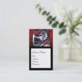 アールヌーボーパン、赤白黒ダマスクモノグラム 名刺 (スタンド正面)