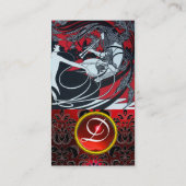 アールヌーボーパン、赤白黒ダマスクモノグラム 名刺 (裏面)