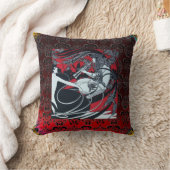 アールヌーボーパン、赤白黒ダマスク クッション (ブランケット)