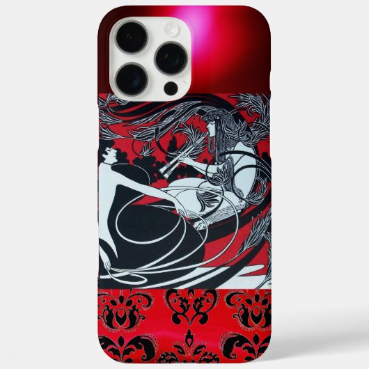 アールヌーボーパン、赤白黒ダマスク Case-Mate iPhoneケース (裏面)