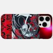 アールヌーボーパン、赤白黒ダマスク Case-Mate iPhoneケース (裏面 (横))