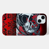 アールヌーボーパン、赤白黒ダマスク Case-Mate iPhoneケース (裏面 (横))