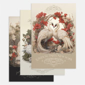 アールヌーボービクトリアンヴィンテージフローラ白鳥 ラッピングペーパーシート