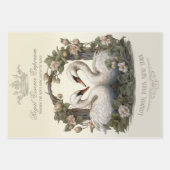 アールヌーボービクトリアンヴィンテージフローラ白鳥 ラッピングペーパーシート (正面2)