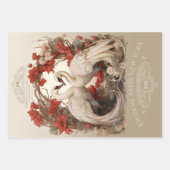 アールヌーボービクトリアンヴィンテージフローラ白鳥 ラッピングペーパーシート (正面)