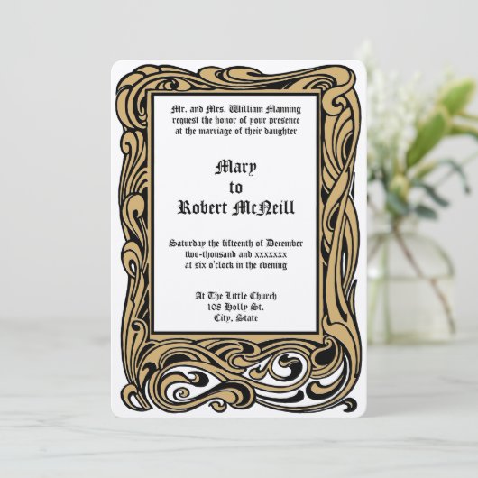 アールヌーボービクトリアン時代1901年の結婚紅葉 招待状 (スタンド正面)