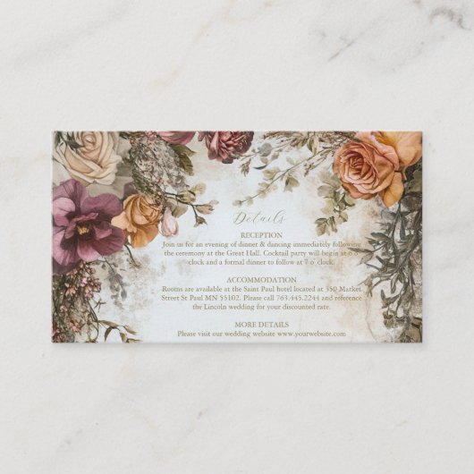 アールヌーボービクトリアン王室の結婚フローラ エンクロージャーカード (正面)