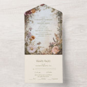 アールヌーボービクトリアン王室の結婚フローラ オールインワン招待状 (内側)