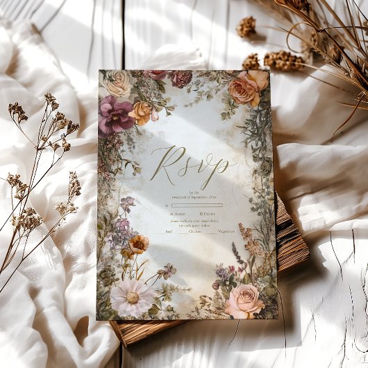 アールヌーボービクトリアン王室の結婚フローラ 出欠カード