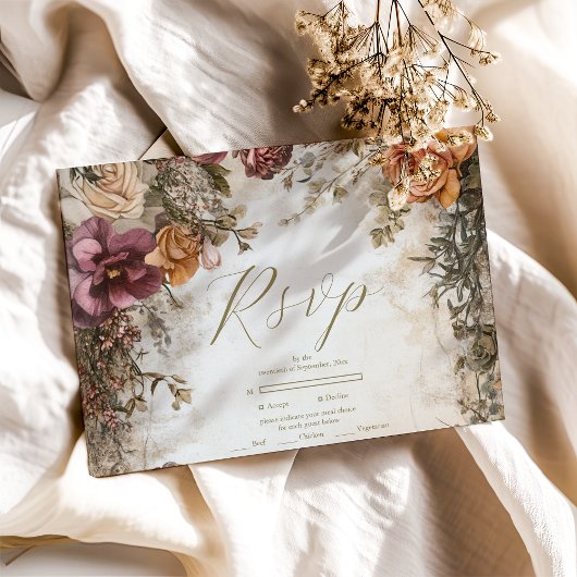 アールヌーボービクトリアン王室の結婚フローラ 出欠カード