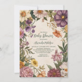 アールヌーボービクトリアン赤ちゃんシャワー 招待状 (正面)