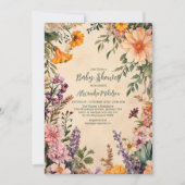 アールヌーボービクトリアン赤ちゃんシャワー 招待状 (正面)