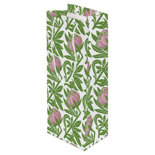 アールヌーボーピンクの睡蓮の壁紙 ワインギフトバッグ (裏面アングル)