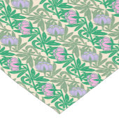 アールヌーボーピンクの睡蓮ダマスク ショートテーブルランナー (コーナー)