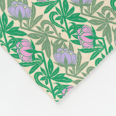 アールヌーボーピンクの睡蓮ダマスク フリースブランケット (角)