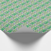 アールヌーボーピンクの睡蓮ダマスク ラッピングペーパー (角)