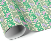 アールヌーボーピンクの睡蓮ダマスク ラッピングペーパー (ロールコーナー)