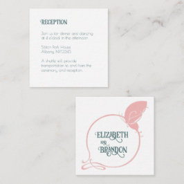アールヌーボーピンクバタフライウェディングレセプション エンクロージャーカード