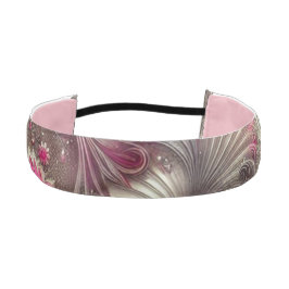 アールヌーボーピンクファンとシルバーファン アスレチックヘッドバンド