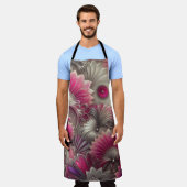 アールヌーボーピンクファンとシルバーファン エプロン (着用した状態)