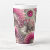 アールヌーボーピンクファンとシルバーファン カフェラテマグ (正面)