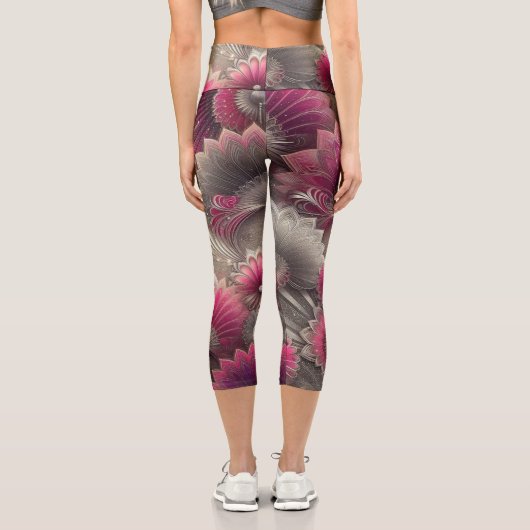 アールヌーボーピンクファンとシルバーファン カプリレギンス (裏面)