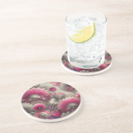 アールヌーボーピンクファンとシルバーファン コースター