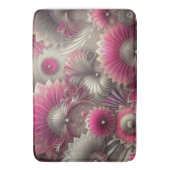 アールヌーボーピンクファンとシルバーファン バスマット (正面縦)