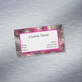 アールヌーボーピンクファンとシルバーファン マグネット名刺 (インサイチュ)