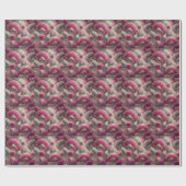 アールヌーボーピンクファンとシルバーファン ラッピングペーパー (フラット)