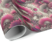 アールヌーボーピンクファンとシルバーファン ラッピングペーパー (ロールコーナー)