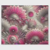 アールヌーボーピンクファンとシルバーファン ラッピングペーパー (フラット)