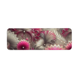 アールヌーボーピンクファンとシルバーファン ラベル