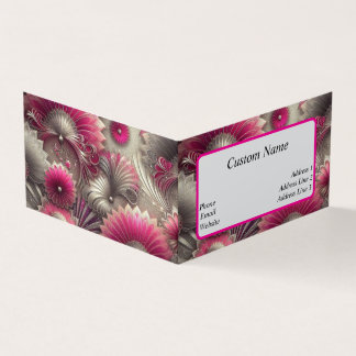 アールヌーボーピンクファンとシルバーファン 名刺